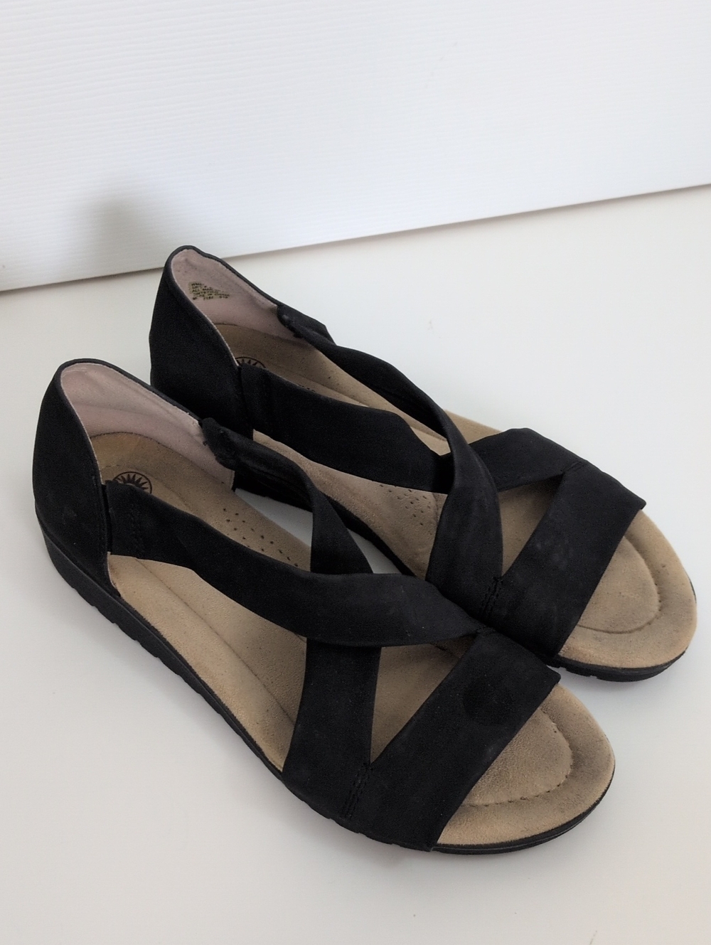 Earth Spirit Black Strappy Comfort Sandals - 9.5